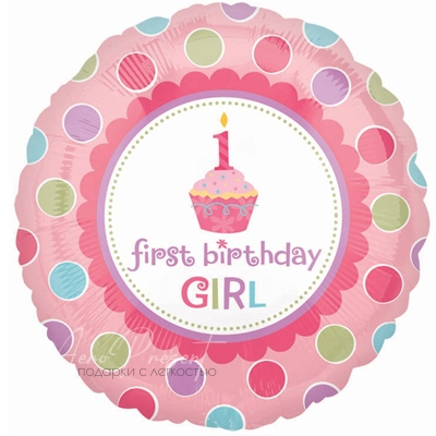 Фольгированный шар Круг с кексом со свечкой